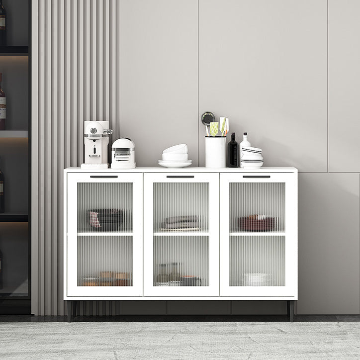 Glass Door Wood Sideboard Modern Server Cabinet with Storage for Living Room White 47"L x 12"W x 31"H Clearhalo 'buffet_sideboard' 'Buffets & Sideboards' 'Furniture' 'furniture_buffet_sideboard' 'Kitchen & Dining Furniture' 4949040
