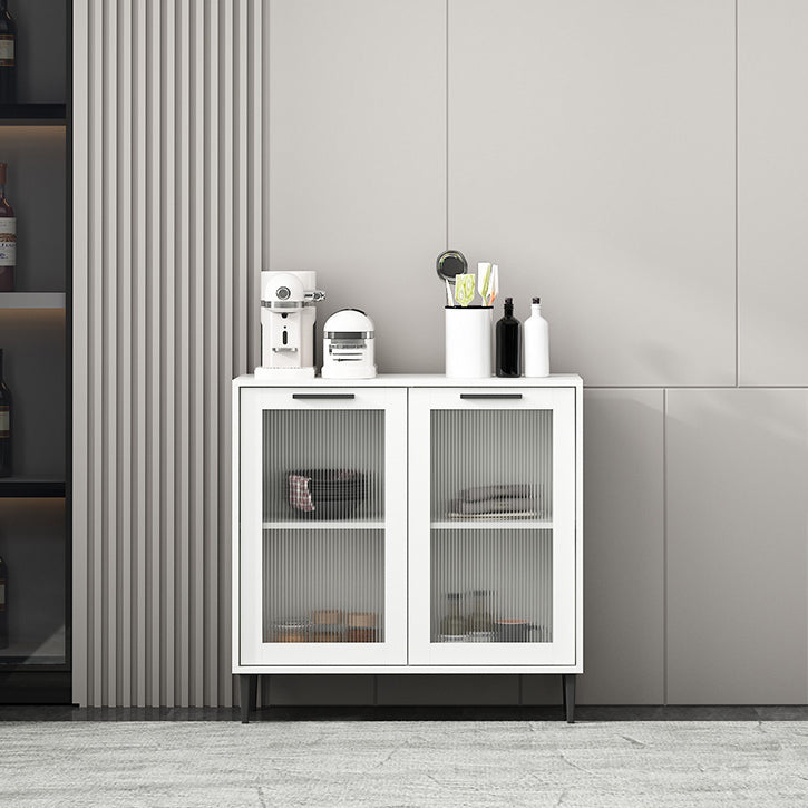 Glass Door Wood Sideboard Modern Server Cabinet with Storage for Living Room White 31"L x 12"W x 31"H Clearhalo 'buffet_sideboard' 'Buffets & Sideboards' 'Furniture' 'furniture_buffet_sideboard' 'Kitchen & Dining Furniture' 4949042