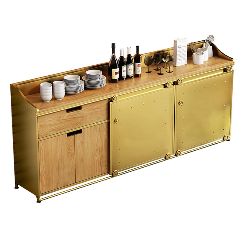 36'' Height Sideboard Table Glam Style Wood Top Cupboard for Living Room Gold Clearhalo 'buffet_sideboard' 'Buffets & Sideboards' 'furn' 'furn_buffet_sideboard' 'Furniture' 'furniture_buffet_sideboard' 'Kitchen & Dining Furniture' 4949063