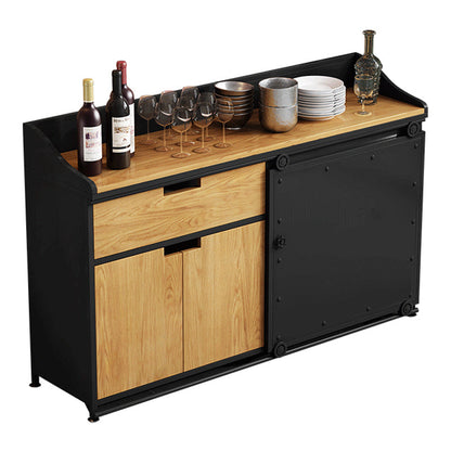 36'' Height Sideboard Table Glam Style Wood Top Cupboard for Living Room Black Clearhalo 'buffet_sideboard' 'Buffets & Sideboards' 'furn' 'furn_buffet_sideboard' 'Furniture' 'furniture_buffet_sideboard' 'Kitchen & Dining Furniture' 4949065