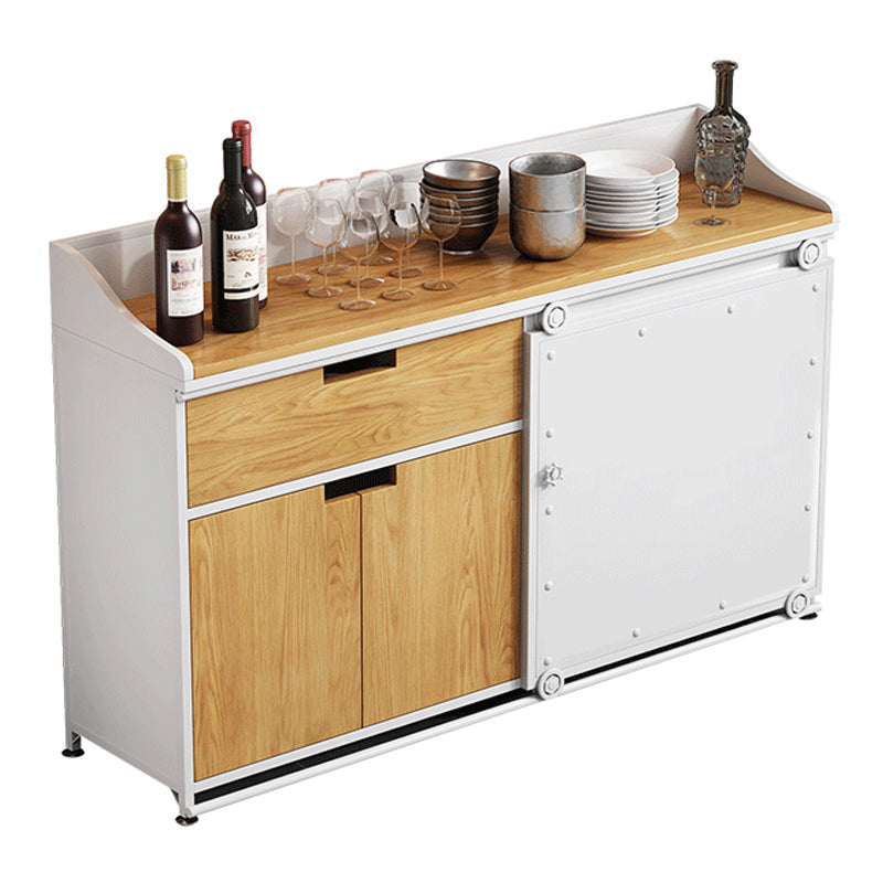 36'' Height Sideboard Table Glam Style Wood Top Cupboard for Living Room White Clearhalo 'buffet_sideboard' 'Buffets & Sideboards' 'furn' 'furn_buffet_sideboard' 'Furniture' 'furniture_buffet_sideboard' 'Kitchen & Dining Furniture' 4949068