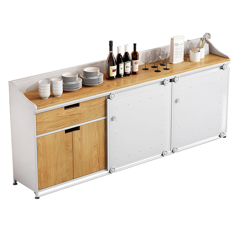 36'' Height Sideboard Table Glam Style Wood Top Cupboard for Living Room White Clearhalo 'buffet_sideboard' 'Buffets & Sideboards' 'furn' 'furn_buffet_sideboard' 'Furniture' 'furniture_buffet_sideboard' 'Kitchen & Dining Furniture' 4949070