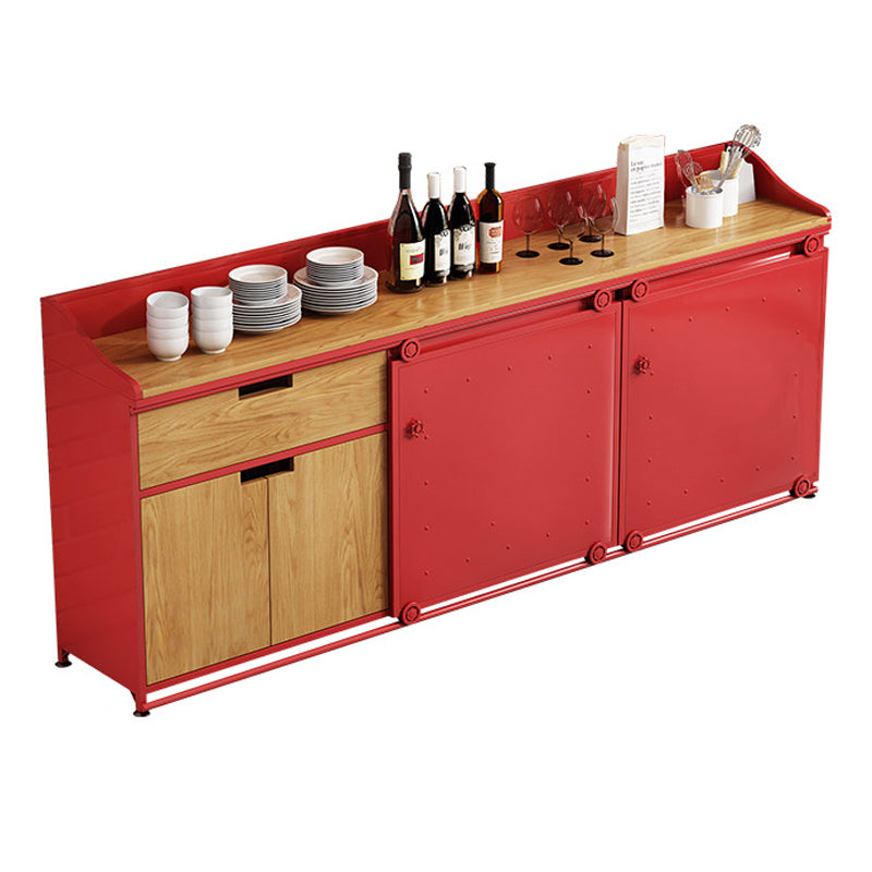 36'' Height Sideboard Table Glam Style Wood Top Cupboard for Living Room Red Clearhalo 'buffet_sideboard' 'Buffets & Sideboards' 'furn' 'furn_buffet_sideboard' 'Furniture' 'furniture_buffet_sideboard' 'Kitchen & Dining Furniture' 4949072