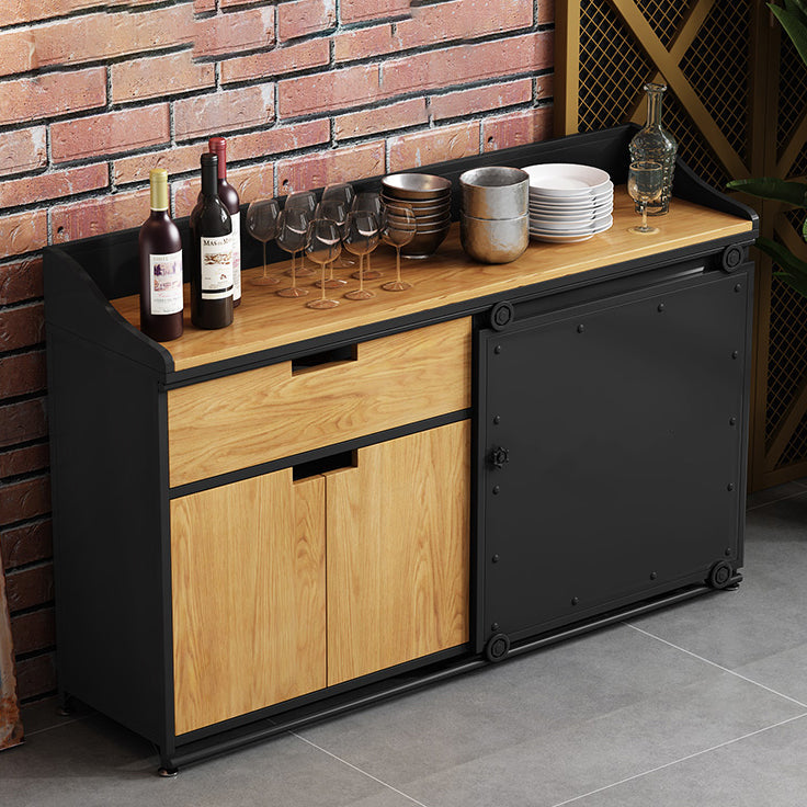 36'' Height Sideboard Table Glam Style Wood Top Cupboard for Living Room Clearhalo 'buffet_sideboard' 'Buffets & Sideboards' 'furn' 'furn_buffet_sideboard' 'Furniture' 'furniture_buffet_sideboard' 'Kitchen & Dining Furniture' 4949076