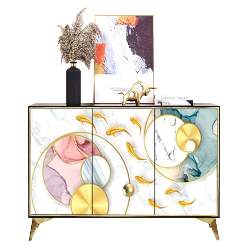 Cabinets Living Room Buffet Stand Wood Adjustable Shelving Buffet Table 47"L x 13"W x 34"H Gold Clearhalo 'buffet_sideboard' 'Buffets & Sideboards' 'furn' 'furn_buffet_sideboard' 'Furniture' 'furniture_buffet_sideboard' 'Kitchen & Dining Furniture' 4949088