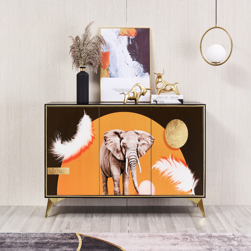 Cabinets Living Room Buffet Stand Wood Adjustable Shelving Buffet Table 47"L x 13"W x 34"H Red Clearhalo 'buffet_sideboard' 'Buffets & Sideboards' 'furn' 'furn_buffet_sideboard' 'Furniture' 'furniture_buffet_sideboard' 'Kitchen & Dining Furniture' 4949092