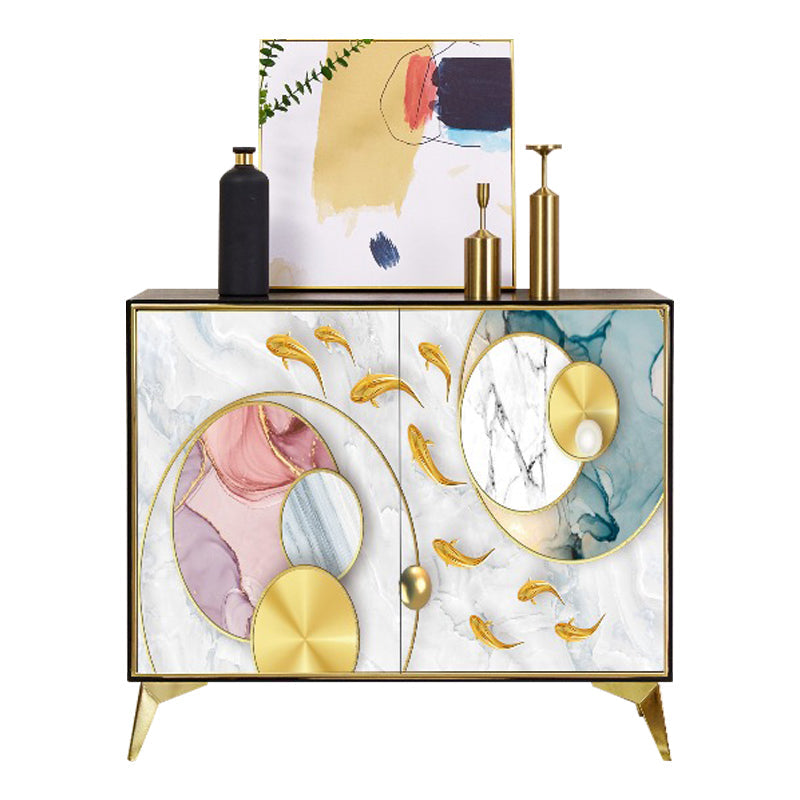 Cabinets Living Room Buffet Stand Wood Adjustable Shelving Buffet Table Gold Clearhalo 'buffet_sideboard' 'Buffets & Sideboards' 'furn' 'furn_buffet_sideboard' 'Furniture' 'furniture_buffet_sideboard' 'Kitchen & Dining Furniture' 4949095