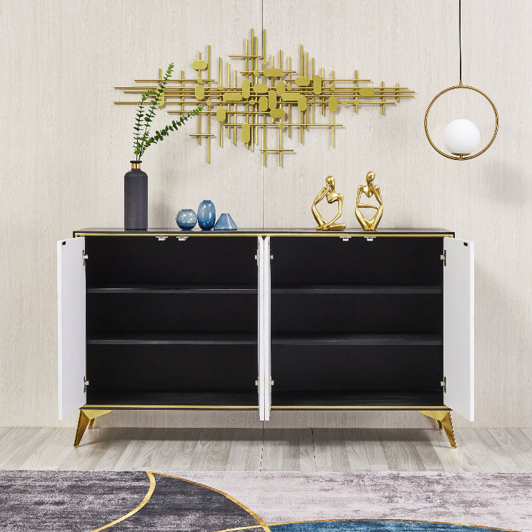 Cabinets Living Room Buffet Stand Wood Adjustable Shelving Buffet Table Clearhalo 'buffet_sideboard' 'Buffets & Sideboards' 'furn' 'furn_buffet_sideboard' 'Furniture' 'furniture_buffet_sideboard' 'Kitchen & Dining Furniture' 4949099