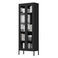 Modern Kitchen Server 71" Height Glass Door Dining Server for Living Room 26"L x 12"W x 71"H Black Clearhalo 'buffet_sideboard' 'Buffets & Sideboards' 'furn' 'furn_buffet_sideboard' 'Furniture' 'furniture_buffet_sideboard' 'Kitchen & Dining Furniture' 4949110
