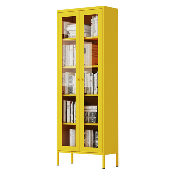 Modern Kitchen Server 71" Height Glass Door Dining Server for Living Room 26"L x 12"W x 71"H Yellow Clearhalo 'buffet_sideboard' 'Buffets & Sideboards' 'furn' 'furn_buffet_sideboard' 'Furniture' 'furniture_buffet_sideboard' 'Kitchen & Dining Furniture' 4949111
