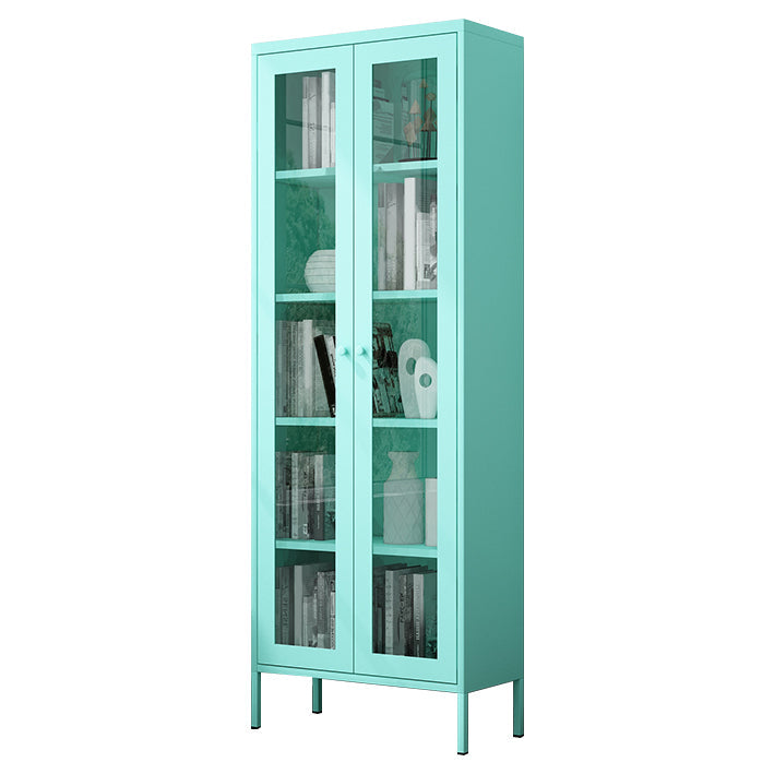 Modern Kitchen Server 71" Height Glass Door Dining Server for Living Room 26"L x 12"W x 71"H Green Clearhalo 'buffet_sideboard' 'Buffets & Sideboards' 'furn' 'furn_buffet_sideboard' 'Furniture' 'furniture_buffet_sideboard' 'Kitchen & Dining Furniture' 4949117