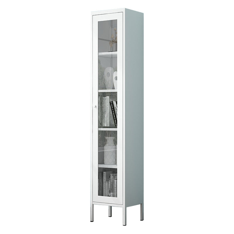 Modern Kitchen Server 71" Height Glass Door Dining Server for Living Room 14"L x 12"W x 71"H White Clearhalo 'buffet_sideboard' 'Buffets & Sideboards' 'furn' 'furn_buffet_sideboard' 'Furniture' 'furniture_buffet_sideboard' 'Kitchen & Dining Furniture' 4949123
