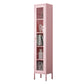 Modern Kitchen Server 71" Height Glass Door Dining Server for Living Room 14"L x 12"W x 71"H Pink Clearhalo 'buffet_sideboard' 'Buffets & Sideboards' 'furn' 'furn_buffet_sideboard' 'Furniture' 'furniture_buffet_sideboard' 'Kitchen & Dining Furniture' 4949125