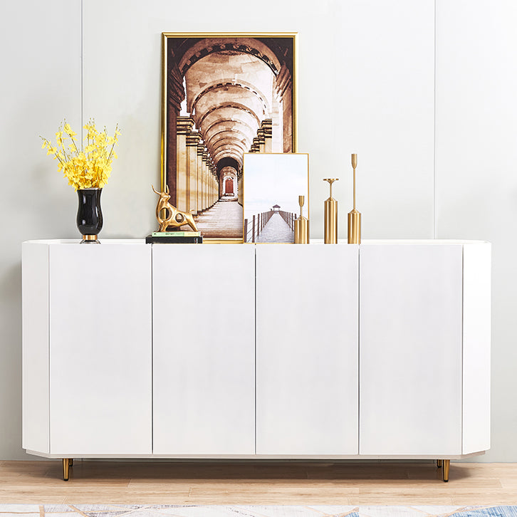 Glam Cabinets Dining Buffet Living Room Birch Solid Wood Buffet Sideboard 63"L x 16"W x 39"H White Clearhalo 'buffet_sideboard' 'Buffets & Sideboards' 'furn' 'furn_buffet_sideboard' 'Furniture' 'furniture_buffet_sideboard' 'Kitchen & Dining Furniture' 4949144