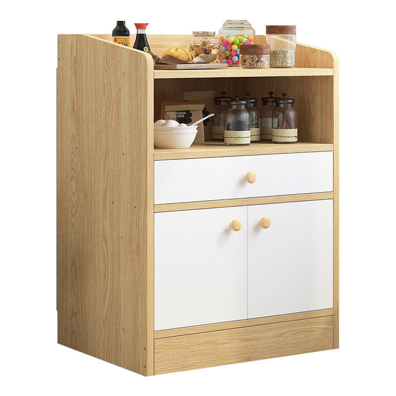 Wood Kitchen Sideboard Cabinet Modern Credenza with Drawer and Storage 20"L x 12"W x 31"H White-Wood Clearhalo 'buffet_sideboard' 'Buffets & Sideboards' 'furn' 'furn_buffet_sideboard' 'Furniture' 'furniture_buffet_sideboard' 'Kitchen & Dining Furniture' 4949161