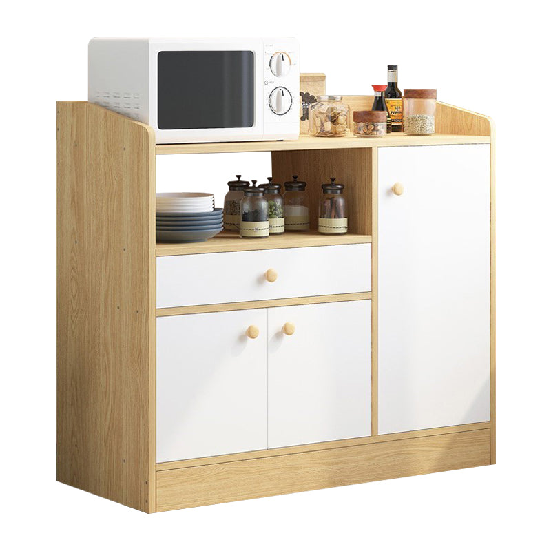 Wood Kitchen Sideboard Cabinet Modern Credenza with Drawer and Storage 31"L x 12"W x 31"H White-Wood Clearhalo 'buffet_sideboard' 'Buffets & Sideboards' 'furn' 'furn_buffet_sideboard' 'Furniture' 'furniture_buffet_sideboard' 'Kitchen & Dining Furniture' 4949162