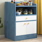 Wood Kitchen Sideboard Cabinet Modern Credenza with Drawer and Storage 20"L x 12"W x 31"H White-Blue Clearhalo 'buffet_sideboard' 'Buffets & Sideboards' 'furn' 'furn_buffet_sideboard' 'Furniture' 'furniture_buffet_sideboard' 'Kitchen & Dining Furniture' 4949174