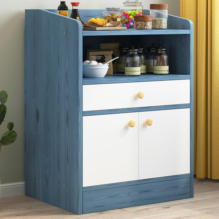Wood Kitchen Sideboard Cabinet Modern Credenza with Drawer and Storage 20"L x 12"W x 31"H White-Blue Clearhalo 'buffet_sideboard' 'Buffets & Sideboards' 'furn' 'furn_buffet_sideboard' 'Furniture' 'furniture_buffet_sideboard' 'Kitchen & Dining Furniture' 4949174