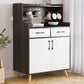 Wood Kitchen Sideboard Cabinet Modern Credenza with Drawer and Storage 28"L x 16"W x 46"H Black White Clearhalo 'buffet_sideboard' 'Buffets & Sideboards' 'furn' 'furn_buffet_sideboard' 'Furniture' 'furniture_buffet_sideboard' 'Kitchen & Dining Furniture' 4949175