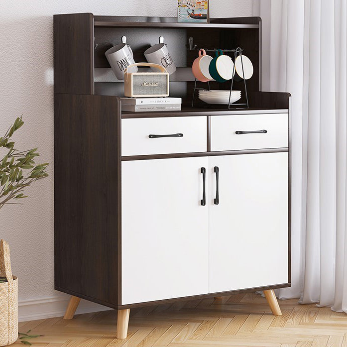 Wood Kitchen Sideboard Cabinet Modern Credenza with Drawer and Storage 28"L x 16"W x 46"H Black White Clearhalo 'buffet_sideboard' 'Buffets & Sideboards' 'furn' 'furn_buffet_sideboard' 'Furniture' 'furniture_buffet_sideboard' 'Kitchen & Dining Furniture' 4949175