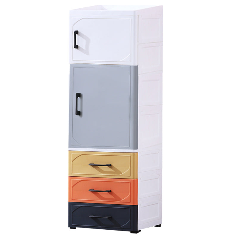 Modern Kitchen Sideboard with Acrylic Drawers Cabinets and Storage 14"L x 14"W x 53"H Multi-Color Clearhalo 'buffet_sideboard' 'Buffets & Sideboards' 'furn' 'furn_buffet_sideboard' 'Furniture' 'furniture_buffet_sideboard' 'Kitchen & Dining Furniture' 4949190