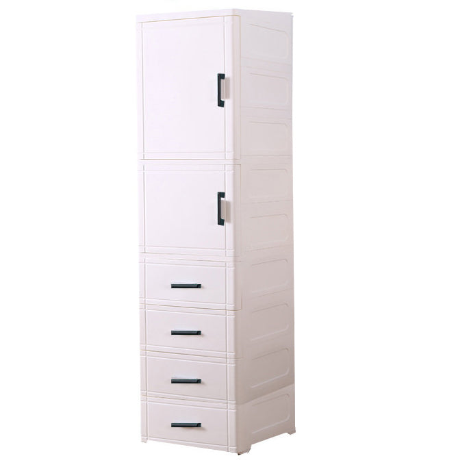 Modern Kitchen Sideboard with Acrylic Drawers Cabinets and Storage 14"L x 14"W x 58"H White Clearhalo 'buffet_sideboard' 'Buffets & Sideboards' 'furn' 'furn_buffet_sideboard' 'Furniture' 'furniture_buffet_sideboard' 'Kitchen & Dining Furniture' 4949196