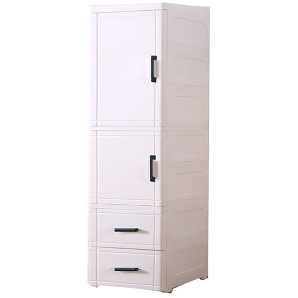 Modern Kitchen Sideboard with Acrylic Drawers Cabinets and Storage 14"L x 14"W x 46"H White Clearhalo 'buffet_sideboard' 'Buffets & Sideboards' 'furn' 'furn_buffet_sideboard' 'Furniture' 'furniture_buffet_sideboard' 'Kitchen & Dining Furniture' 4949200