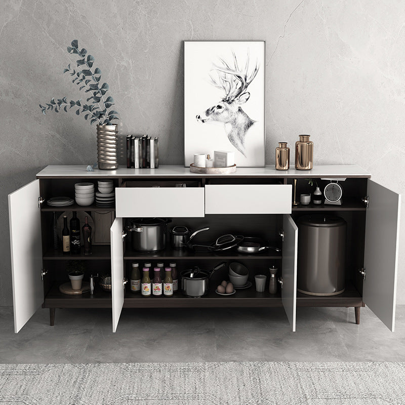 2 Drawers Wood Doors Sideboard Modern 33.5" High Side Board for Kitchen Clearhalo 'buffet_sideboard' 'Buffets & Sideboards' 'Furniture' 'furniture_buffet_sideboard' 'Kitchen & Dining Furniture' 4949244