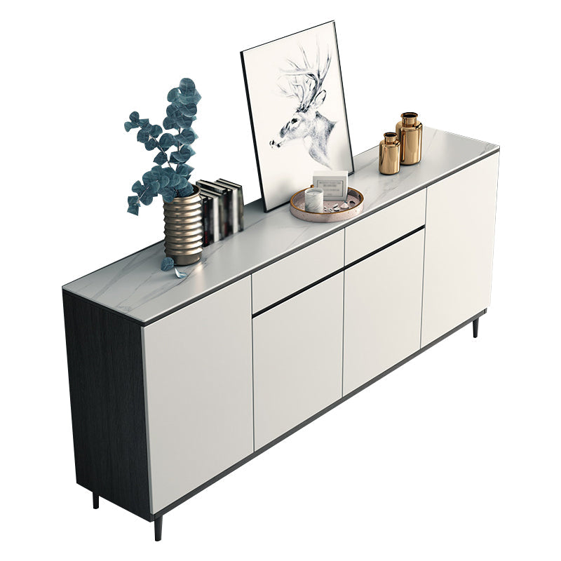 2 Drawers Wood Doors Sideboard Modern 33.5" High Side Board for Kitchen Clearhalo 'buffet_sideboard' 'Buffets & Sideboards' 'Furniture' 'furniture_buffet_sideboard' 'Kitchen & Dining Furniture' 4949245