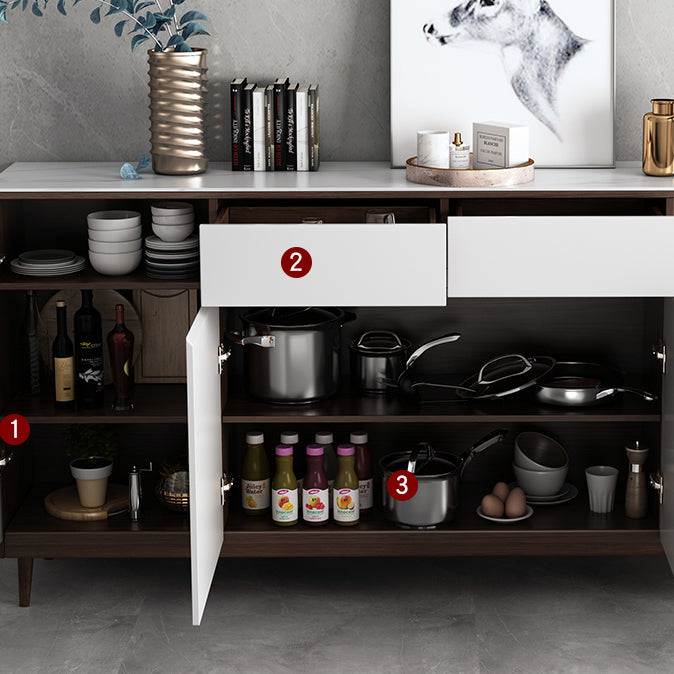 2 Drawers Wood Doors Sideboard Modern 33.5" High Side Board for Kitchen Clearhalo 'buffet_sideboard' 'Buffets & Sideboards' 'Furniture' 'furniture_buffet_sideboard' 'Kitchen & Dining Furniture' 4949246