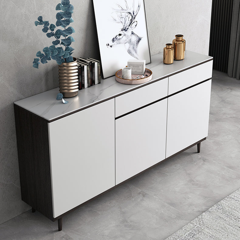 2 Drawers Wood Doors Sideboard Modern 33.5" High Side Board for Kitchen White Clearhalo 'buffet_sideboard' 'Buffets & Sideboards' 'Furniture' 'furniture_buffet_sideboard' 'Kitchen & Dining Furniture' 4949251