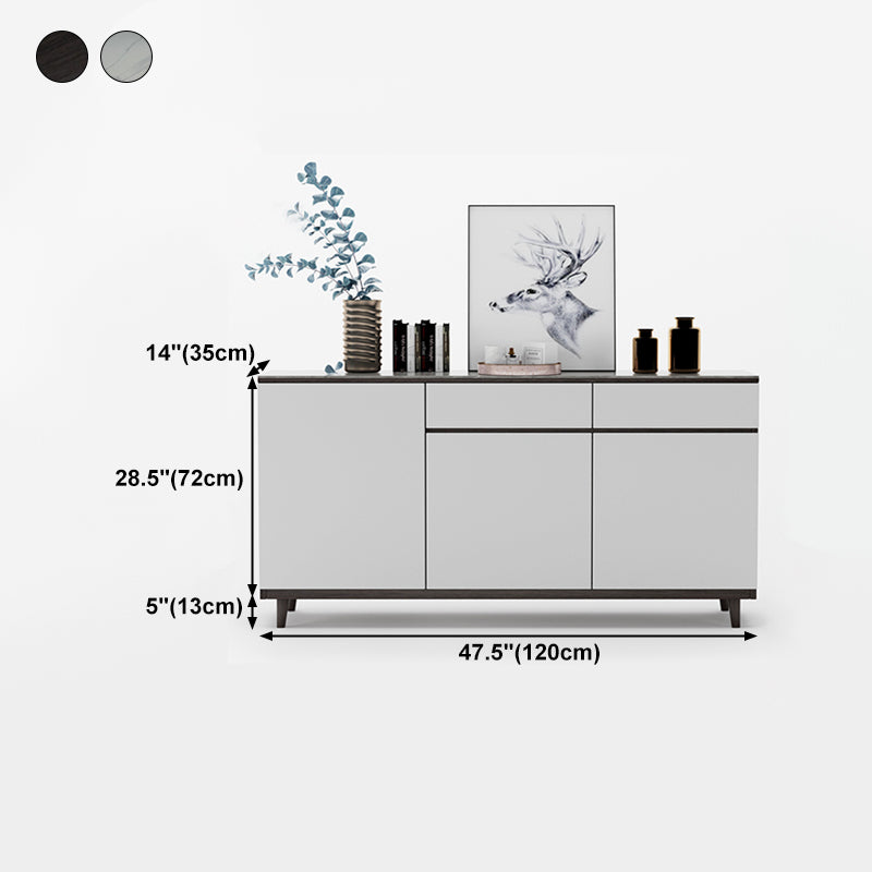 2 Drawers Wood Doors Sideboard Modern 33.5" High Side Board for Kitchen Clearhalo 'buffet_sideboard' 'Buffets & Sideboards' 'Furniture' 'furniture_buffet_sideboard' 'Kitchen & Dining Furniture' 4949253