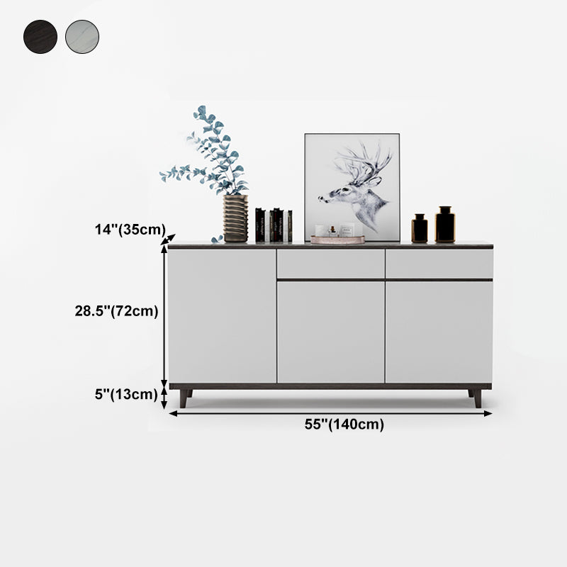 2 Drawers Wood Doors Sideboard Modern 33.5" High Side Board for Kitchen Clearhalo 'buffet_sideboard' 'Buffets & Sideboards' 'Furniture' 'furniture_buffet_sideboard' 'Kitchen & Dining Furniture' 4949254