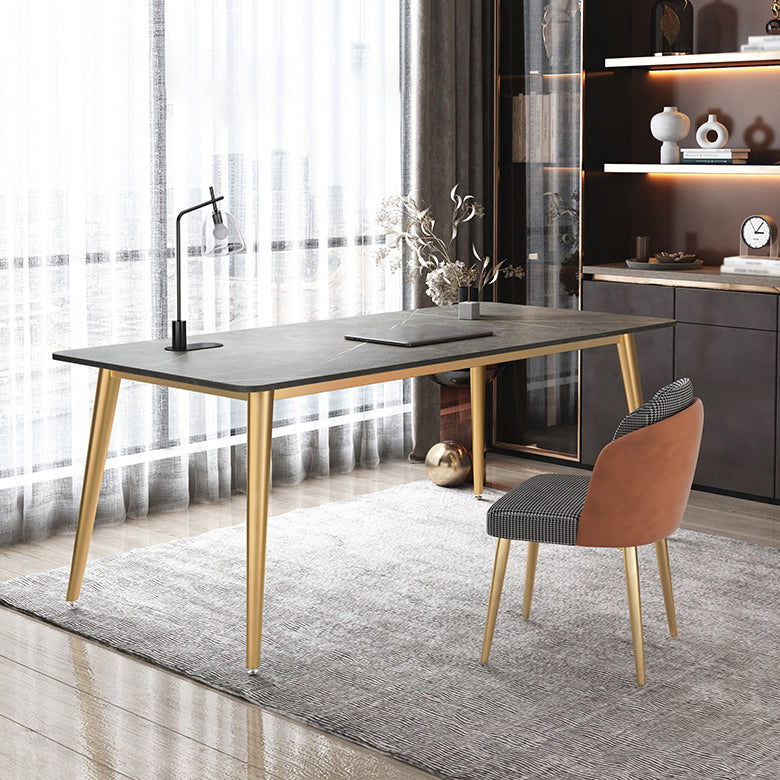 Modern Style Office Desk Home Rectangular Sintered Stone Writing Desk Grey 55.1"L x 31.5"W x 29.5"H Clearhalo 'Furniture' 'furniture_office_desk' 'Office Desks' 'Office Furniture' 'office_desk' 4950131