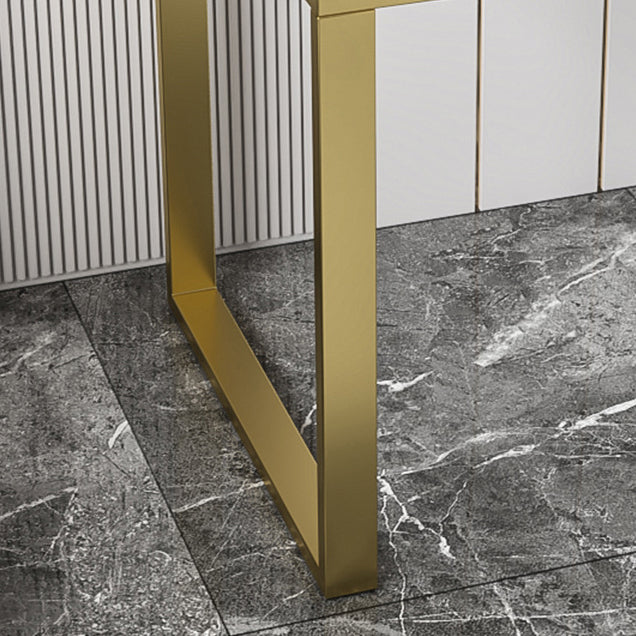 Metal Base Writing Desk Glam Style Office Desk with 3-drawer Clearhalo 'Furniture' 'furniture_office_desk' 'Office Desks' 'Office Furniture' 'office_desk' 4950179