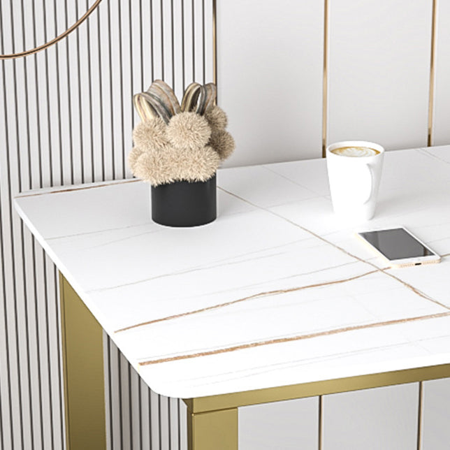 Metal Base Writing Desk Glam Style Office Desk with 3-drawer Clearhalo 'Furniture' 'furniture_office_desk' 'Office Desks' 'Office Furniture' 'office_desk' 4950180