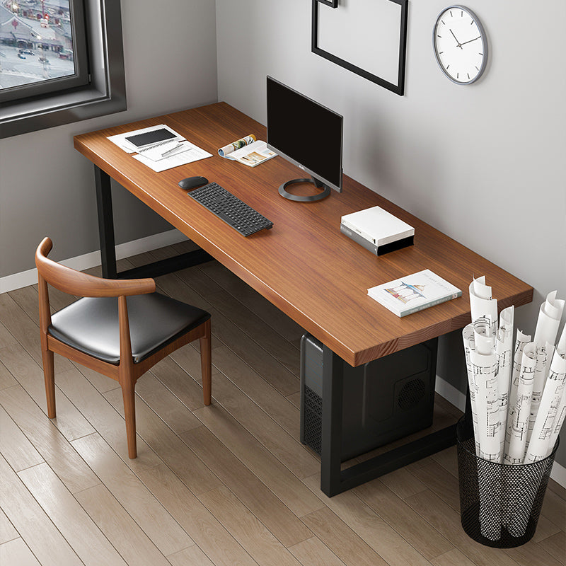 Rectangular Solid Wood Desk with Pine Wood Top and Black Legs 70.9"L x 31.5"W x 29.5"H Clearhalo 'Furniture' 'furniture_office_desk' 'Office Desks' 'Office Furniture' 'office_desk' 4950196