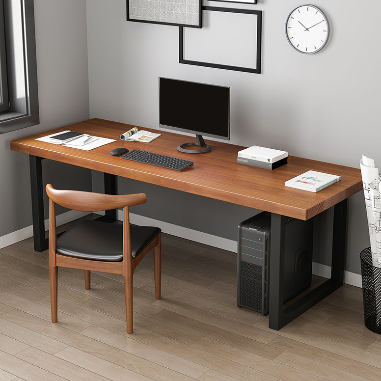 Rectangular Solid Wood Desk with Pine Wood Top and Black Legs 78.7"L x 31.5"W x 29.5"H Clearhalo 'Furniture' 'furniture_office_desk' 'Office Desks' 'Office Furniture' 'office_desk' 4950197