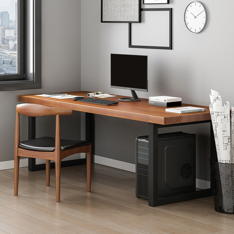 Rectangular Solid Wood Desk with Pine Wood Top and Black Legs Clearhalo 'Furniture' 'furniture_office_desk' 'Office Desks' 'Office Furniture' 'office_desk' 4950206