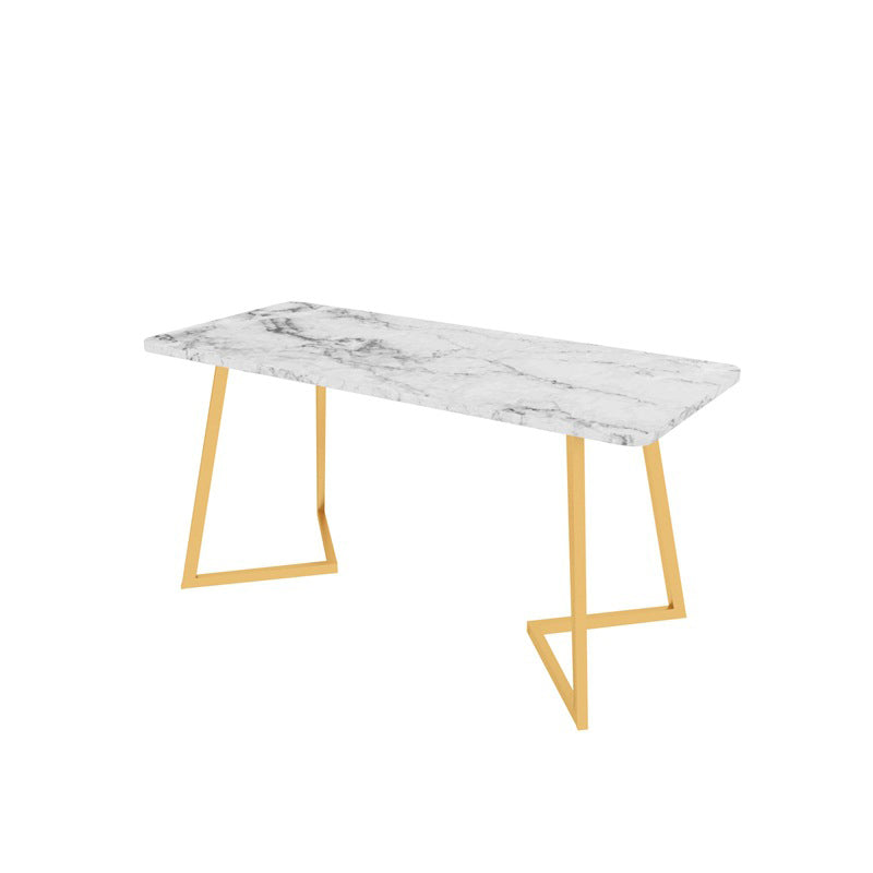 Glam Style Office Desk Artificial Marble Study Room and Office Writing Desk White Clearhalo 'Furniture' 'furniture_office_desk' 'Office Desks' 'Office Furniture' 'office_desk' 4950228