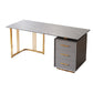 Glam Style Writing Desk Study Room Office Desk with 3-drawer Grey Clearhalo 'Furniture' 'furniture_office_desk' 'Office Desks' 'Office Furniture' 'office_desk' 4950252
