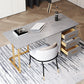 Glam Style Writing Desk Study Room Office Desk with 3-drawer Grey 55.1"L x 23.6"W x 29.5"H Clearhalo 'Furniture' 'furniture_office_desk' 'Office Desks' 'Office Furniture' 'office_desk' 4950254