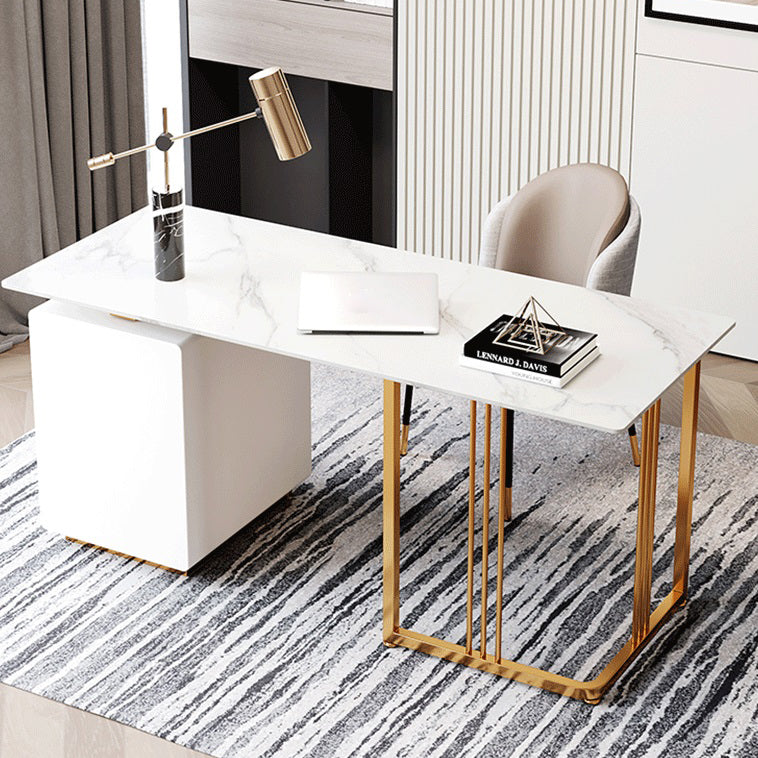 Glam Style Writing Desk Study Room Office Desk with 3-drawer Clearhalo 'Furniture' 'furniture_office_desk' 'Office Desks' 'Office Furniture' 'office_desk' 4950259