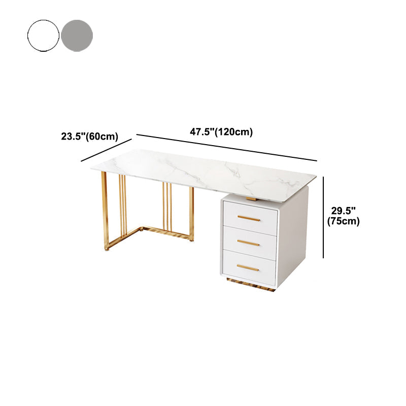 Glam Style Writing Desk Study Room Office Desk with 3-drawer Clearhalo 'Furniture' 'furniture_office_desk' 'Office Desks' 'Office Furniture' 'office_desk' 4950265