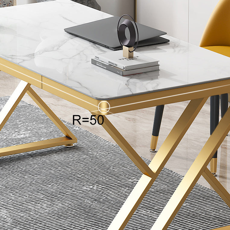 Glam Style Writing Desk Curve Office Study Room Desk with 1-drawer Clearhalo 'Furniture' 'furniture_office_desk' 'Office Desks' 'Office Furniture' 'office_desk' 4950286