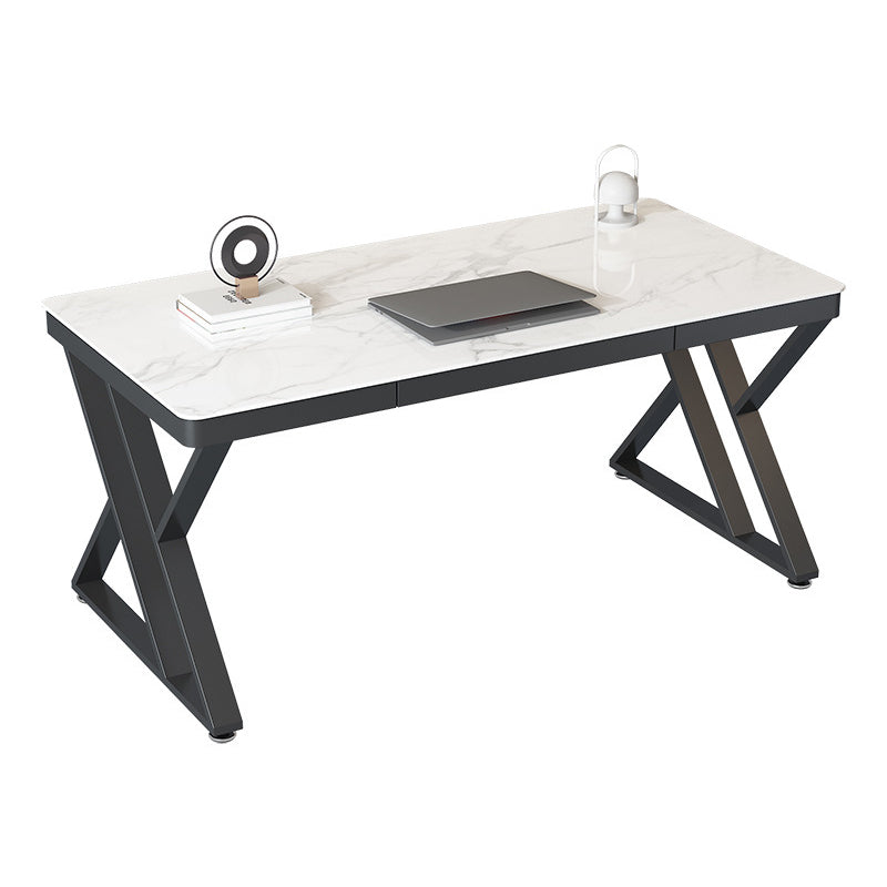 Glam Style Writing Desk Curve Office Study Room Desk with 1-drawer Black White Clearhalo 'Furniture' 'furniture_office_desk' 'Office Desks' 'Office Furniture' 'office_desk' 4950289