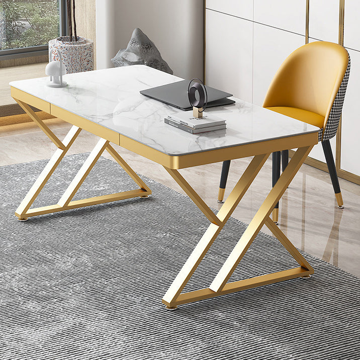 Glam Style Writing Desk Curve Office Study Room Desk with 1-drawer Clearhalo 'Furniture' 'furniture_office_desk' 'Office Desks' 'Office Furniture' 'office_desk' 4950291