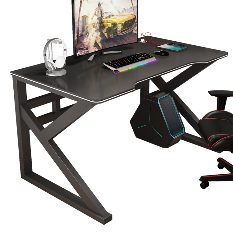 Modern Free Form Computer Desk Manufactured Wood Trestle Base Desk Clearhalo 'Furniture' 'furniture_office_desk' 'Office Desks' 'Office Furniture' 'office_desk' 4950299