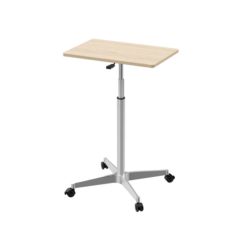 Rectangular Standing Desk Manufactured Wood Adjustable Desk with Caster Wheels White-Wood Clearhalo 'Furniture' 'furniture_office_desk' 'Office Desks' 'Office Furniture' 'office_desk' 4950329