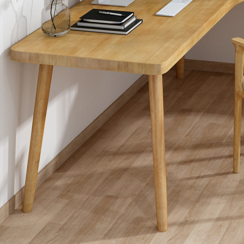 Modern Style Office Desk L-Shaped Solid Wood Brown Home Writing Desk Clearhalo 'Furniture' 'furniture_office_desk' 'Office Desks' 'Office Furniture' 'office_desk' 4950383